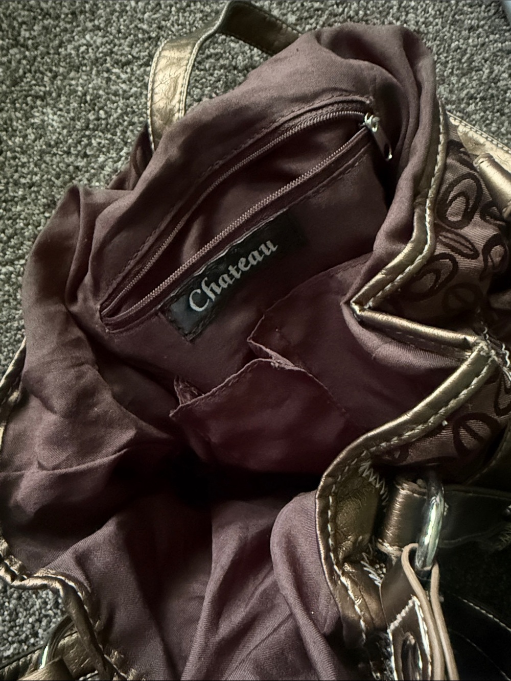 Metallic Bronze Patchwork Tote Bag - Chateau - Picture 3 of 4